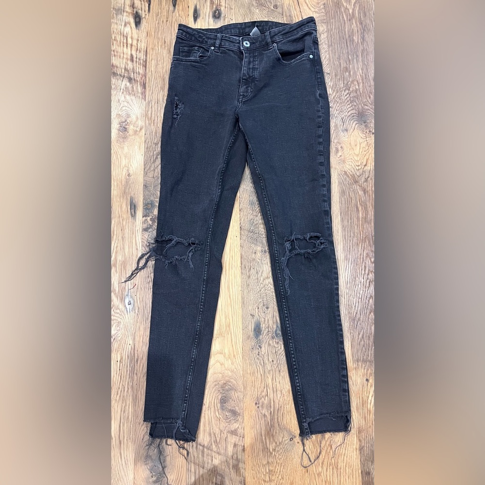 H&M Divided Black Ripped Skinny Jeans